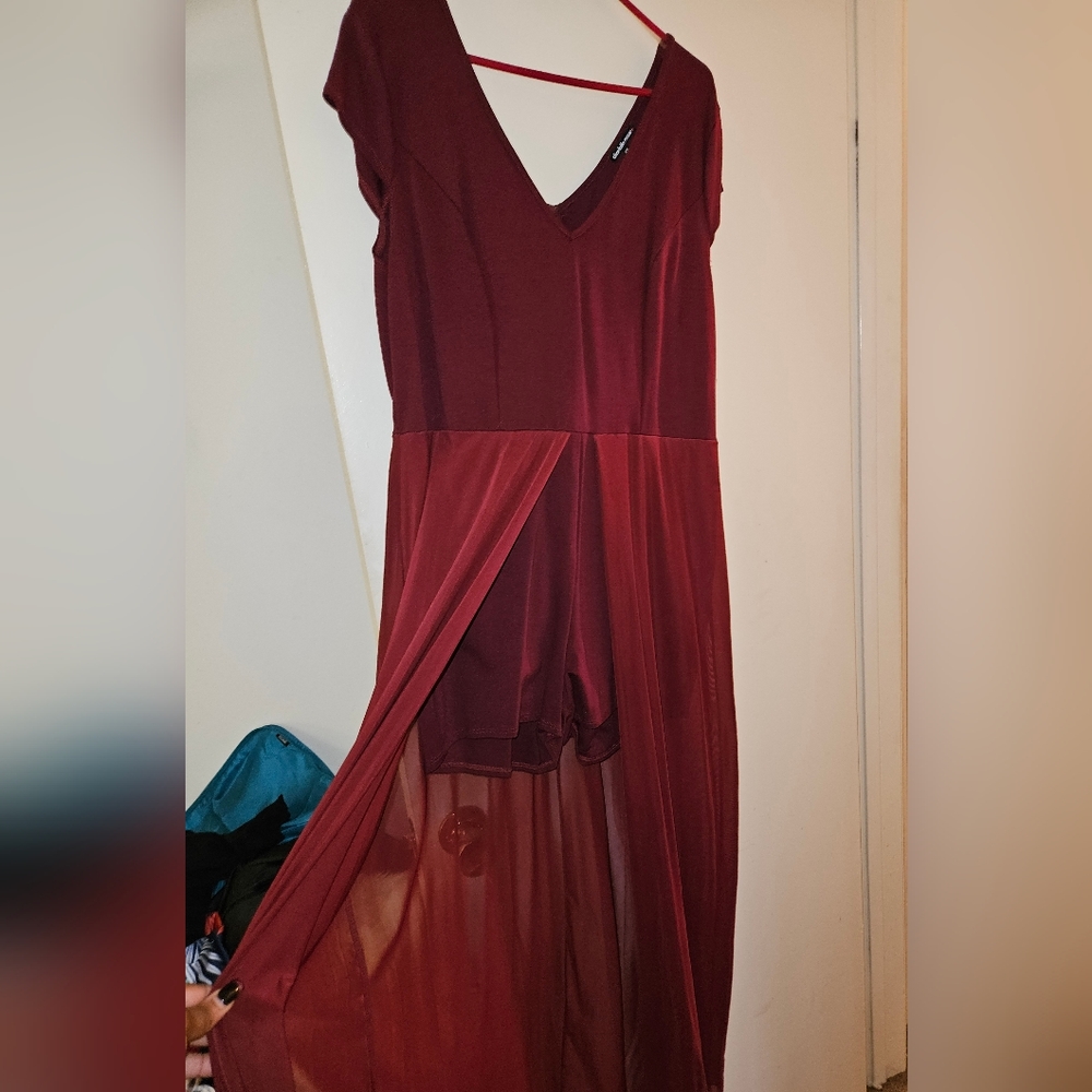 Burgundy Mesh Romper size 2x